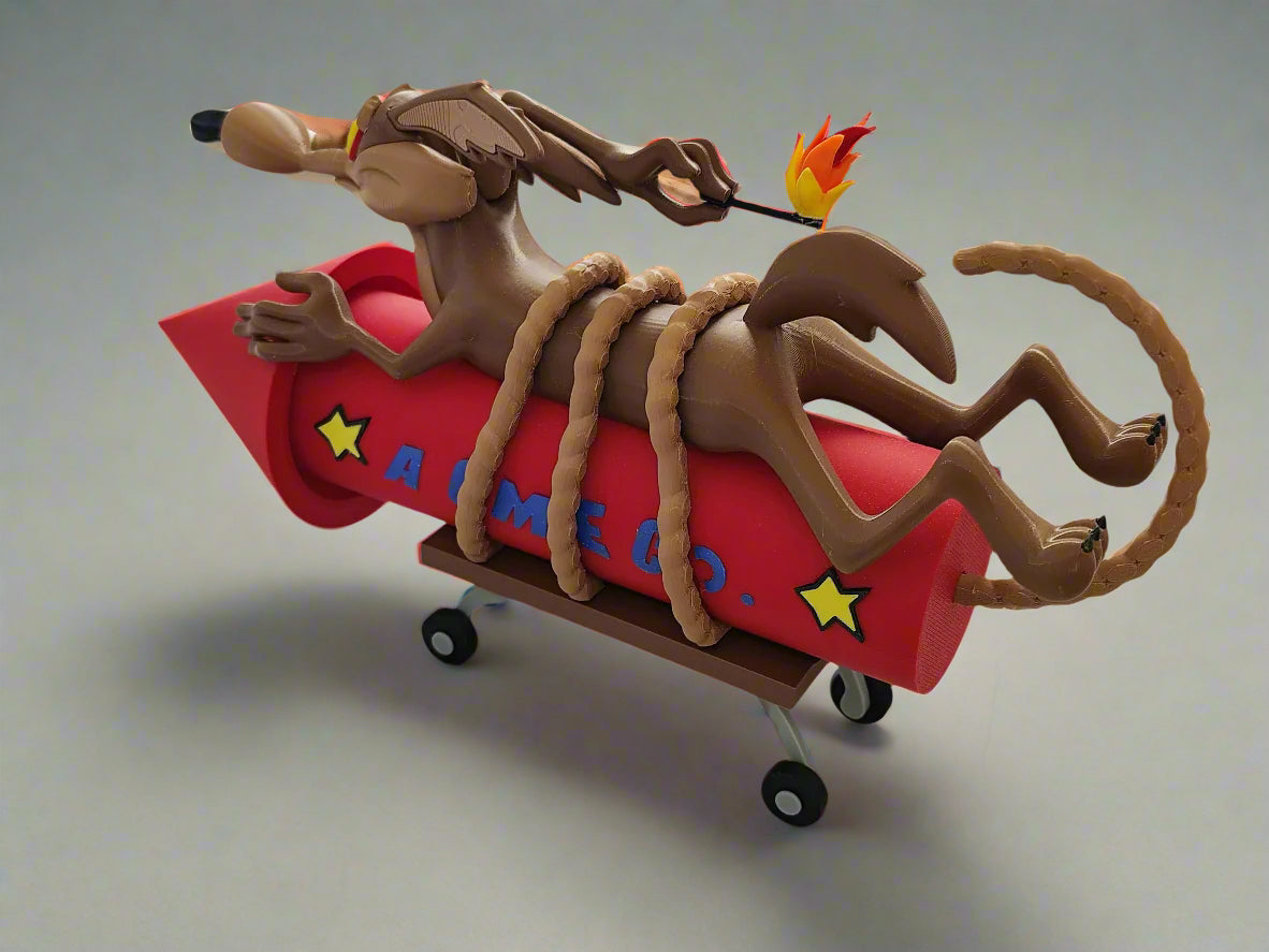 Desert Coyote Cartoon-Inspired 3D Printed Cartoon Figurine | Mischief Desert Figurine